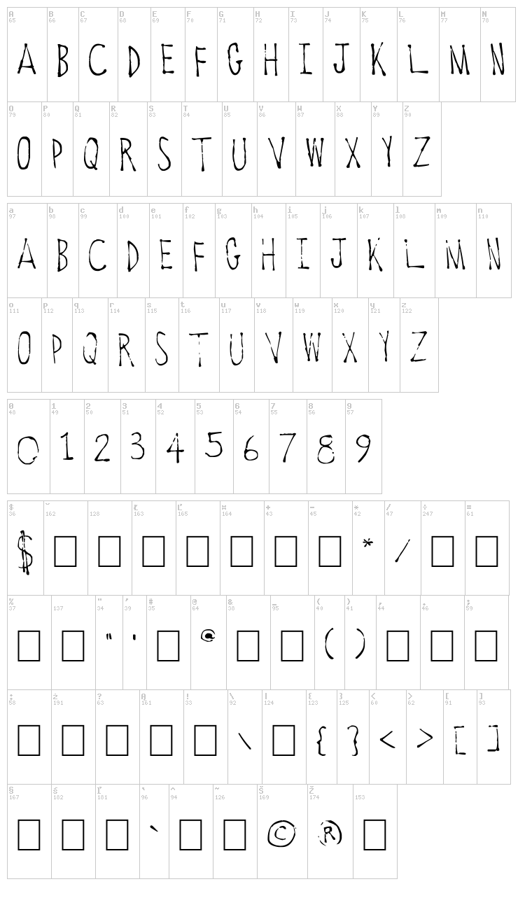 Old Towne Vermont font map